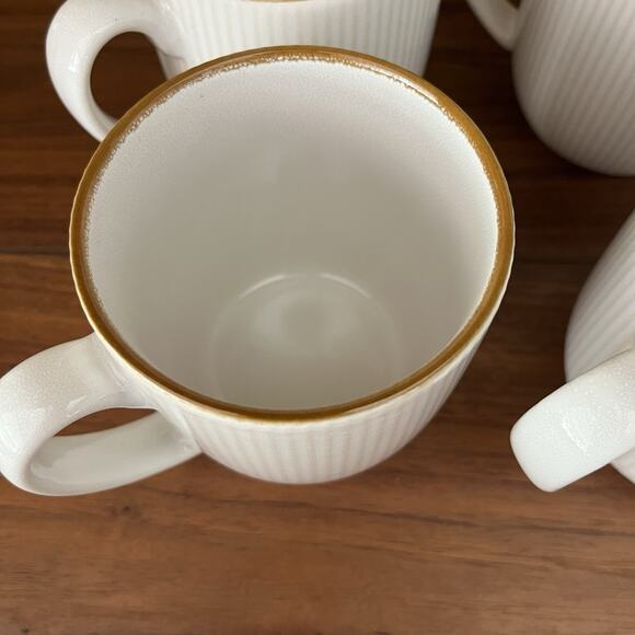 Ceramic Ribbed Reactive Glaze Coffee Mugs 12oz Set of 6 - Picture 3 of 6